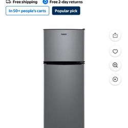 Galanz 4.6. Cu ft Two Door Mini Refrigerator with Freezer, Stainless Steel