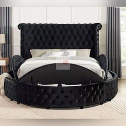 Round Storage King and Queen Bed frame 