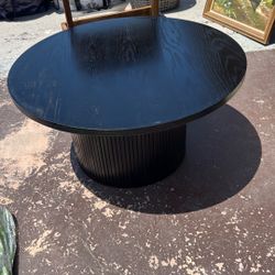 SHYFOY Large Round Black Unique Coffee Table 