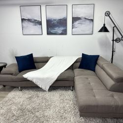 Free delivery Light gray MCM sectional couch with retractable headrests retails $1967