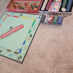 Poker Set, Extra Chips, Monopoly, Playing Cards