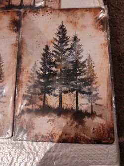 Three Tin Tree Pictures All New $5 Each Or Three For $12