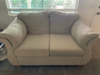 Beige Fabric Loveseat Sofa