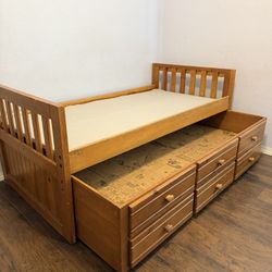 Brown Wood Twin Trundle With Storage