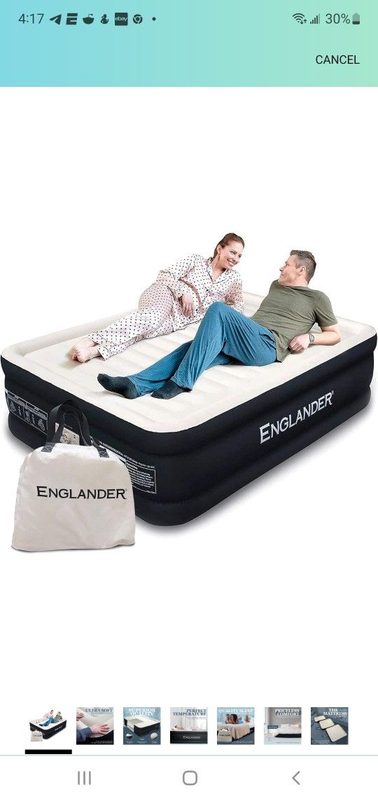 BRAND NEW..Englander Queen Air Mattress with Built in Pump Raised - Double High, 600 LB Weight Capac