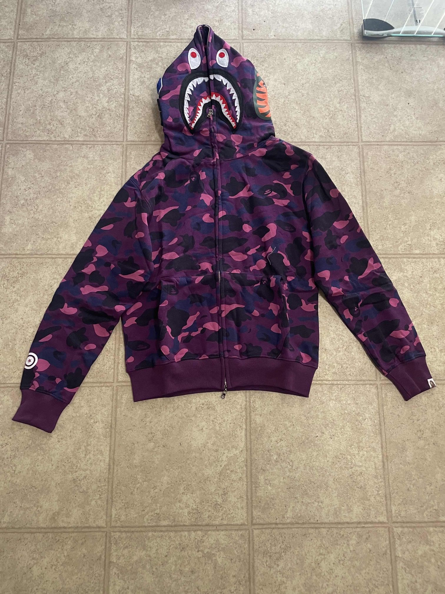 Purple Camo Bape Full Zip Shark Hoodie