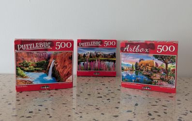 NEW 3x 500 Piece Jigsaw Puzzle Bundle – Puzzlebug & Artbox Scenic Puzzles