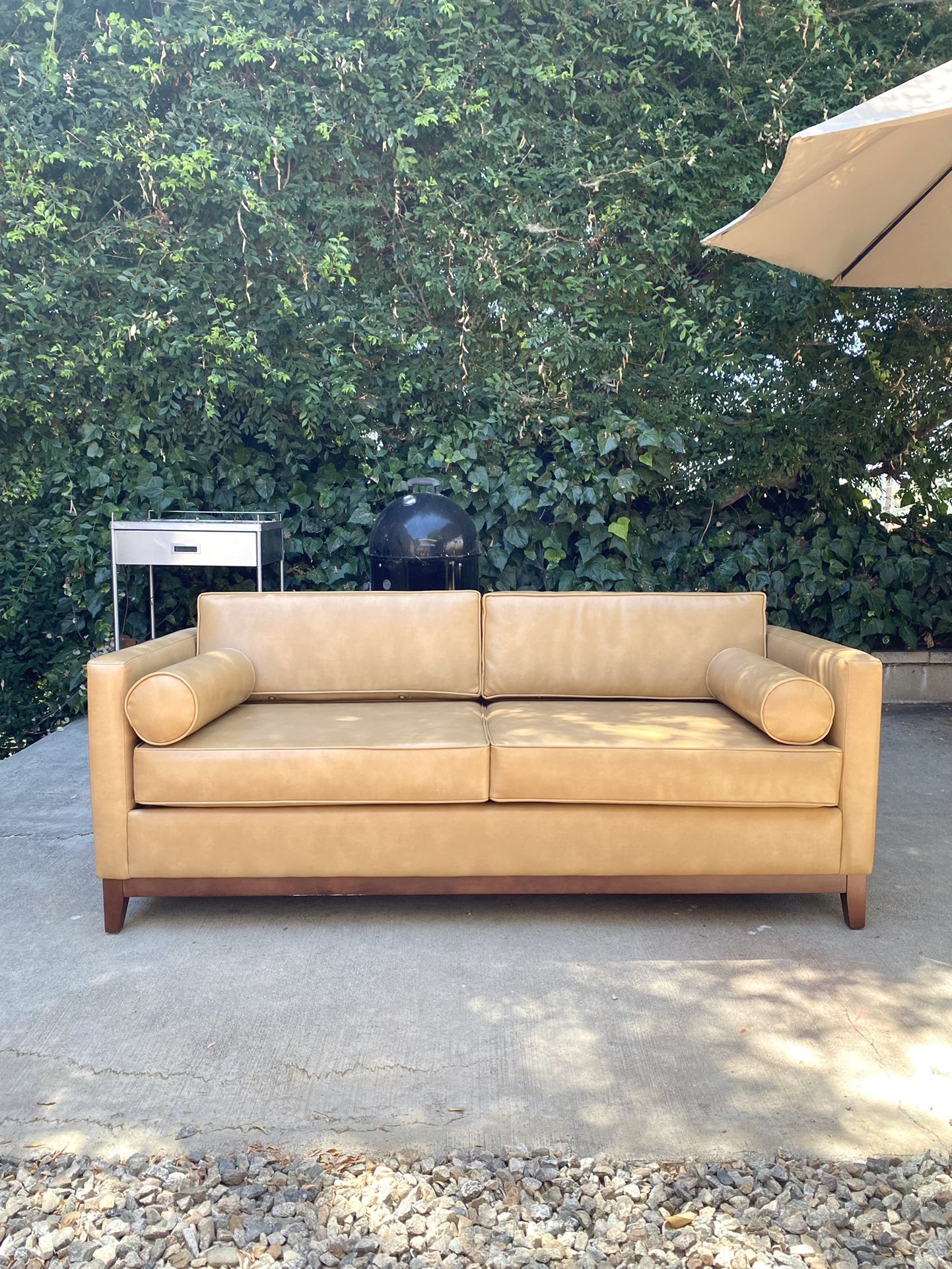 Urban Outfitters Piper Petite Faux Leather MCM Style Loveseat Sofa