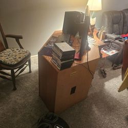 Corner Wood Computer Desk Needs Gone