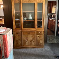 Beautiful golden Pine China Cabinet