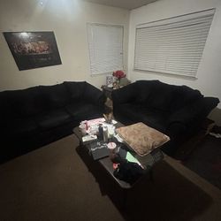 Two Suede Couches, Large Coffee Table,Two Small Coffee Tables