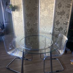 IKEA Glass Dining Table +2 Chairs 