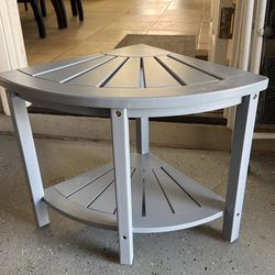 Blue corner plant shelf