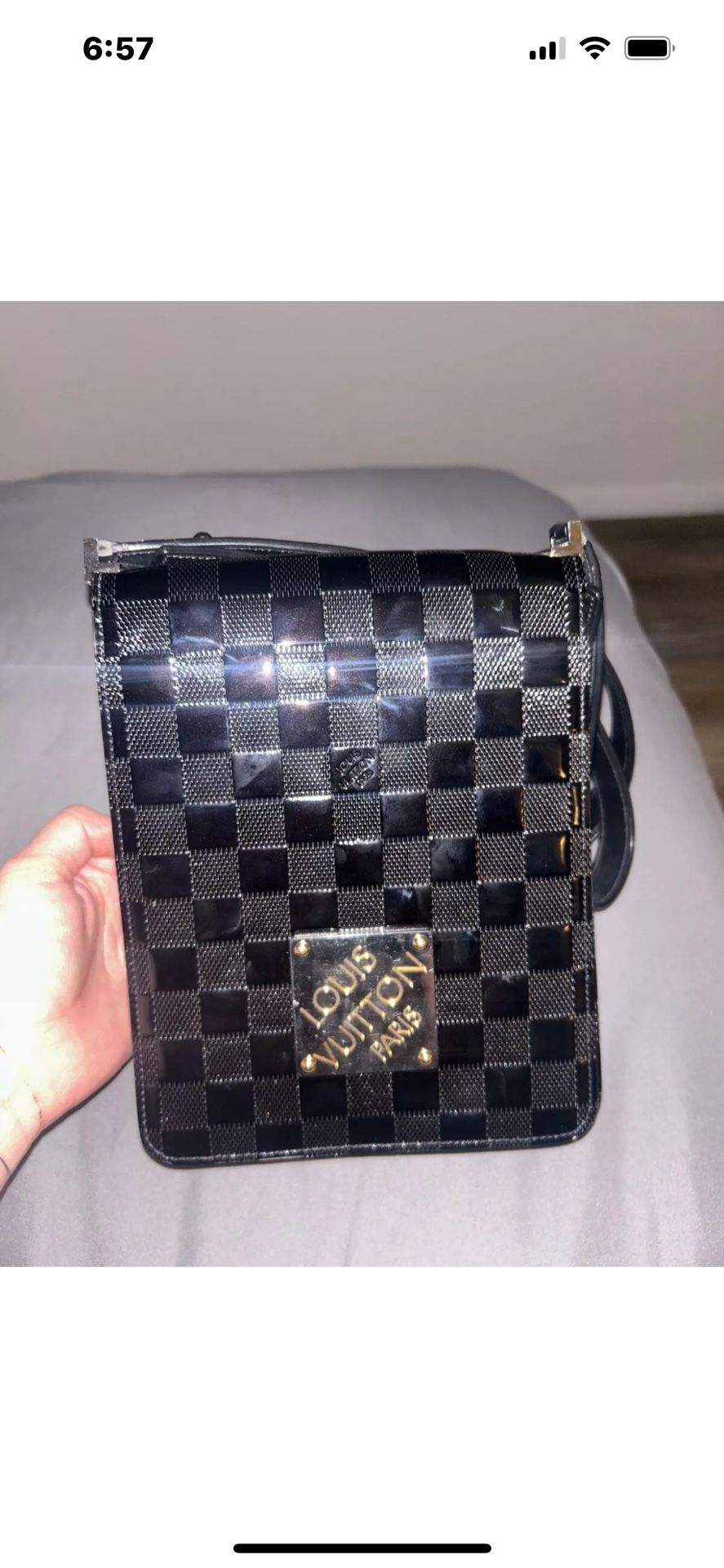 Louis Vuitton Shoulder Bag Club Handbag Damier Vernis Petrol Black Bag