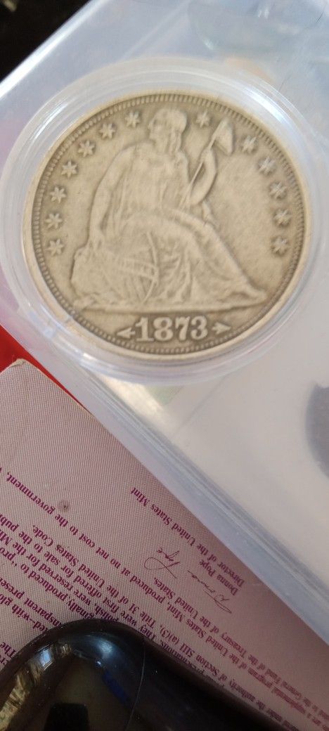 1873 SEATED LIBERTY/ W- Rare Arrows On Both Sides Of Date