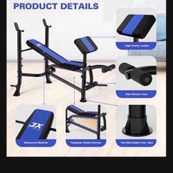 Olympic Weight Bench with Rack , Bench Press Rack with Leg Extension, Preacher Curl, and Weight Storage for Home Gym Weight Lifting and Strength Train