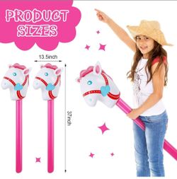 5 Pieces Inflatable Stick Horse Cute Horse Head Stick Blow up Balloon Colorful