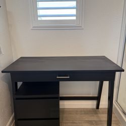 Rustic Black Desk & 2 Drawer Vanity Set