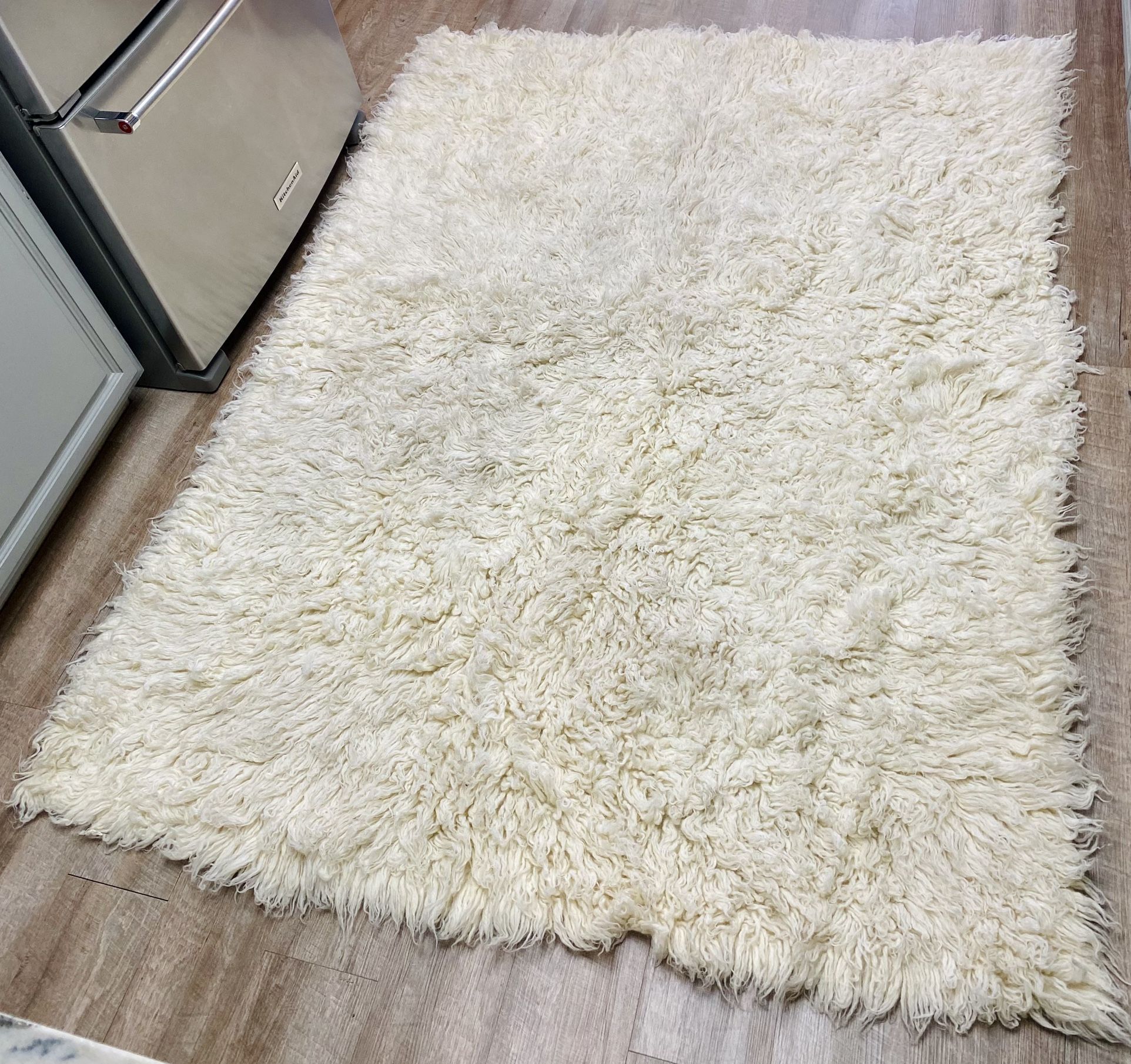 Super Thick Flokati Shaggy Area Rug Ivory Cream Color...