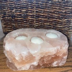 Salt rock candle holder 