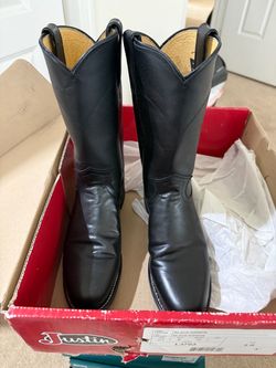 Justin Black Kipskin Cowboy Boots Size 10