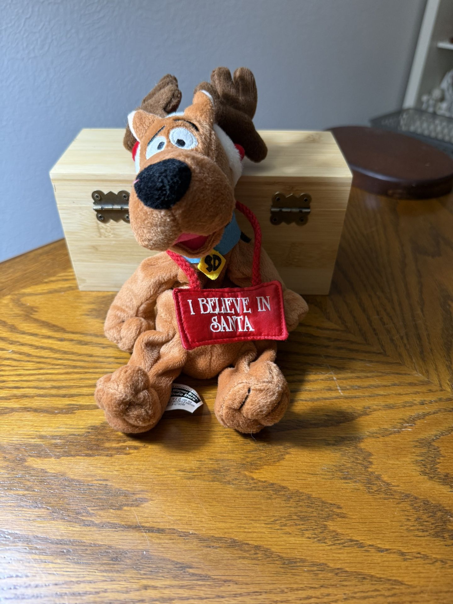 Vintage Scooby Doo Christmas Plush I Believe In Santa Bean Bag Reindeer Hat