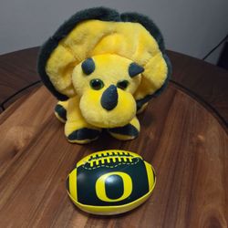 Oregon University Dinosaur Plush with Mini Football