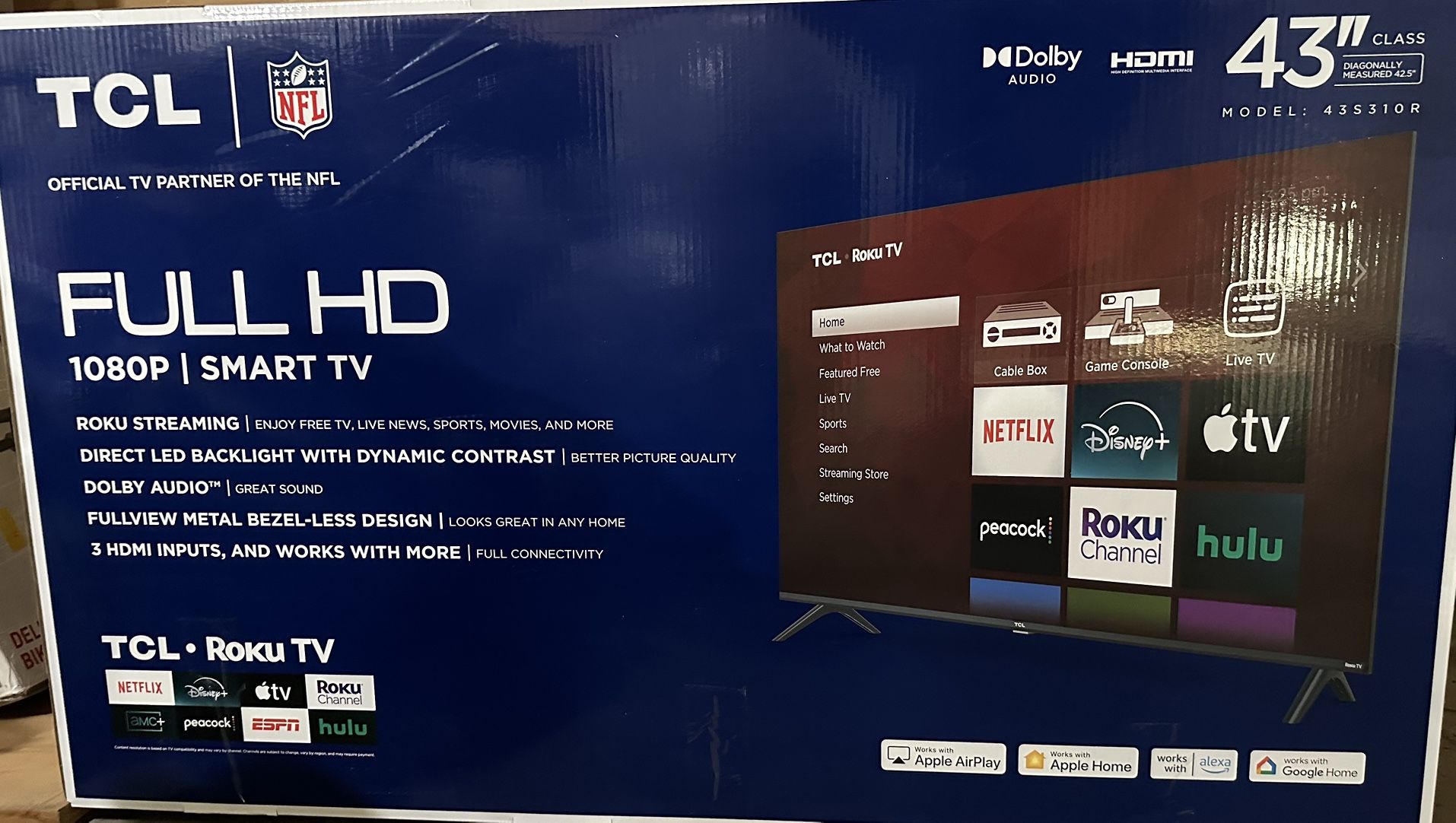 43inc TCL Roku TV Unused and Unopened
