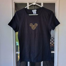 Disney Parks leopard mickey black shirt size Small women's 