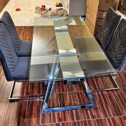 Glass Dining Table with Chairs