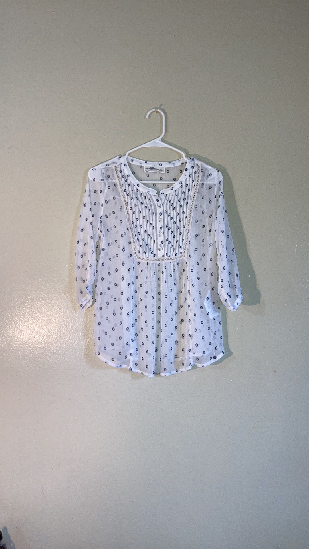 Abercrombie & Fitch Prairie Babydoll Tunic Floral 3/4 Sleeve Button Blouse Size Small