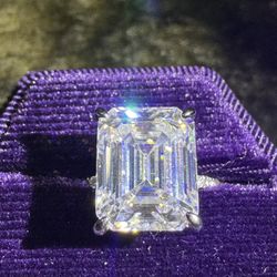 5 Carat Emerald Lad Moissanite Diamond Engagement Style Ring 925 Sterling Silver 