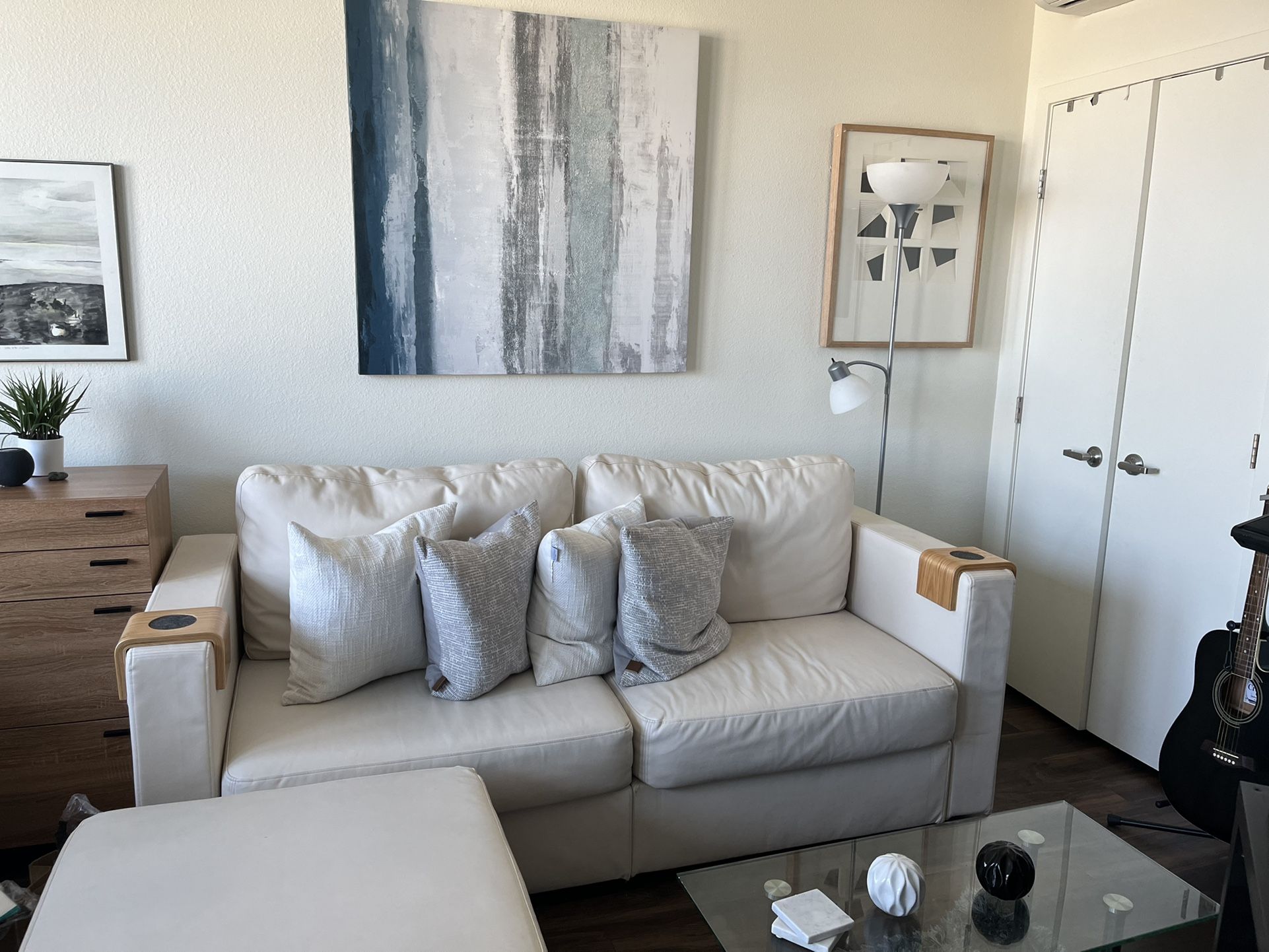 White /beige, Leather Lovesac Covers . Paid $1500