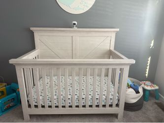 Westwood Design Westfield 4 in 1 Crib Brushed White color with full size bed rails