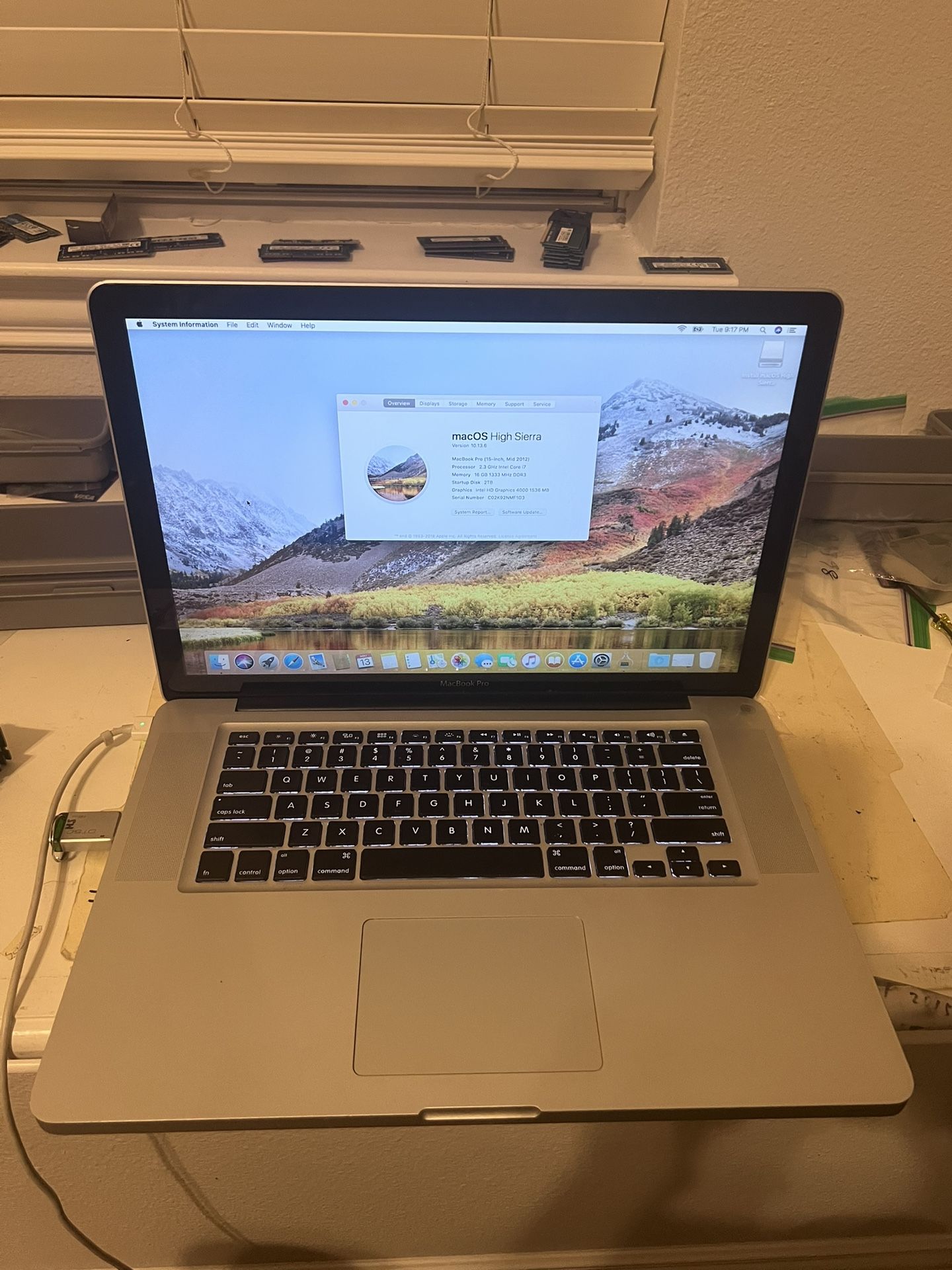 macbook pro 2012 15” A1286 i7 2.3GHz 16GB/2TB SSD High sierra , dual GPU