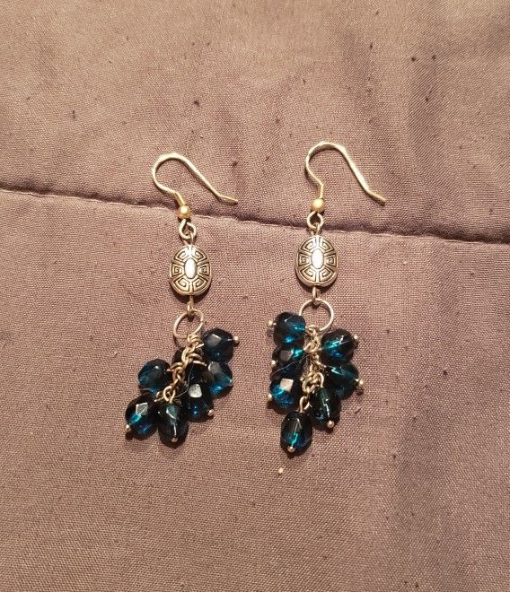 Silver/blue Dangle Earrings