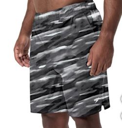 NWT Speedo Tech Volley Swim Shorts, Dark Gray Size XL 36/38 UPF 50+ Liner