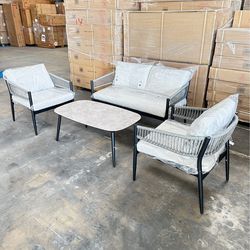 4pc patio set with coffee table, loveseat, 2 single chairs