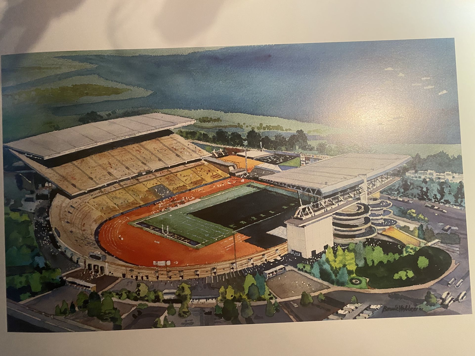 Bernie Webber Watercolor Print Husky Stadium.