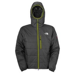 The North Face Gray Hooded Insulated Jacket — Yellow Lining.