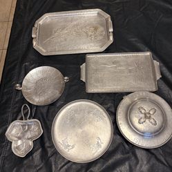 Silverlook Assortment Of Serving Platters And Bowl. Vintage