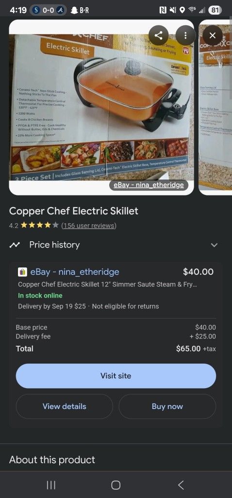 Copper Chef Removal 12-in Electric Skillet
