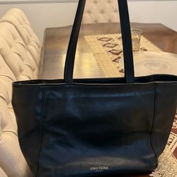 Anna Paola Black Leather Tote
