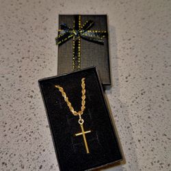 14K Gold chain with cross pendant.