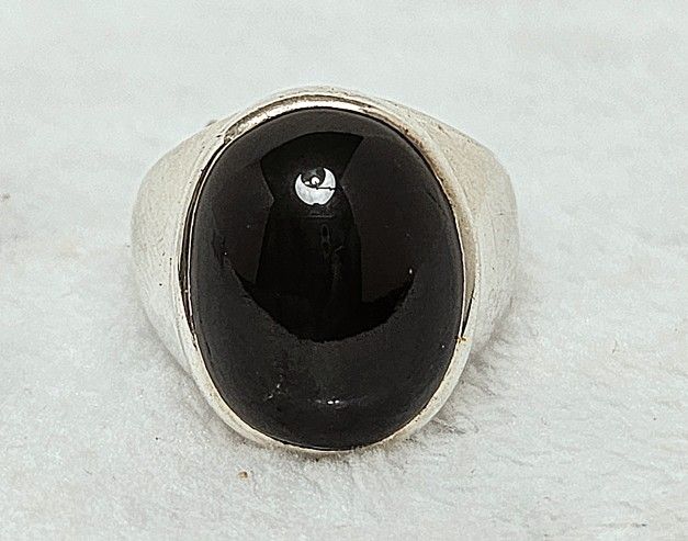Big HeavyGenuine Black Star Diopside 925 Solid Sterling Silver Unisex Ring Size 9