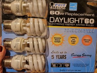 60 Watt energy-saving, Spiral Light Bulbs