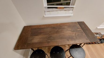 Restoration hardware flatiron table and stools