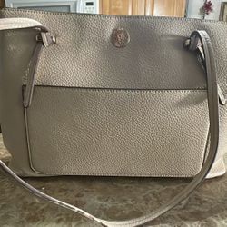 Anne Klein light  beige PVC Handbag  Purse Top Zip
