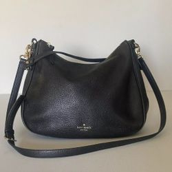 KATE SPADE WOMANS BLACK PEBBLED LEATHER SHOULDER CROSSBODY BAG PURSE