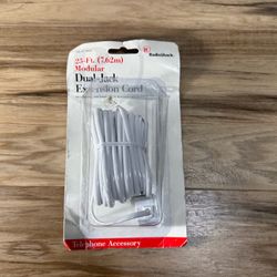 New In Box Radio Shack Modular 25-ft Dual Jack Telephone Line Cord Extension